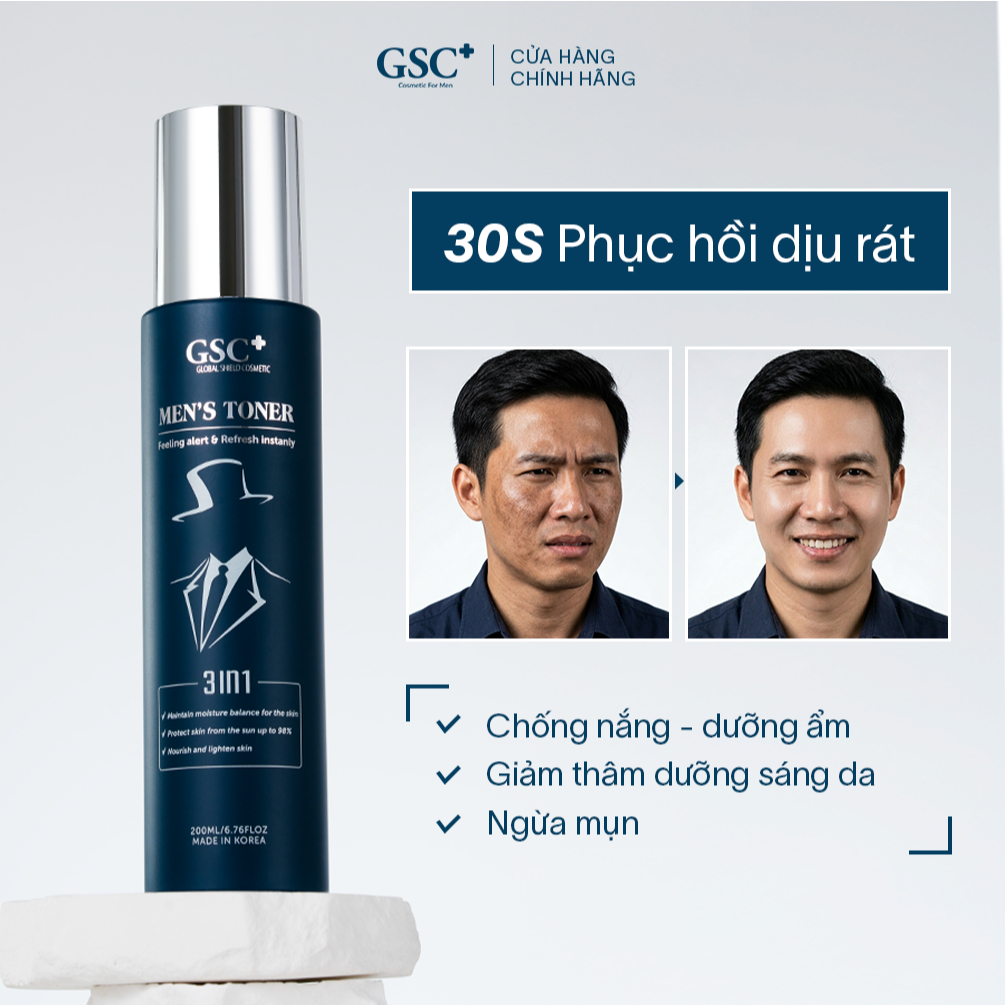 Toner Phục Hồi Cho Nam GSC Men 200ml - Dược Mỹ Phẩm Hàn Quốc Khóa Ẩm, Dịu Da Sau Cạo Râu, Bảo Vệ UV - GC078B