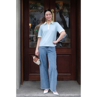 Áo Polo Nữ Dáng Suông Áo Thun Cổ Bẻ Cách Điệu Cotton Hàn LAMER O61S26H011