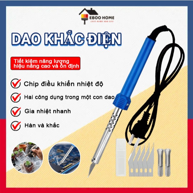 Điện Hàn Sắt Khắc Lưỡi Dao Hoa Đục Lỗ Nóng Cắt Hộ Gia Đình Đa Năng LàmNóng Dao Hàn Công Dụng Kép