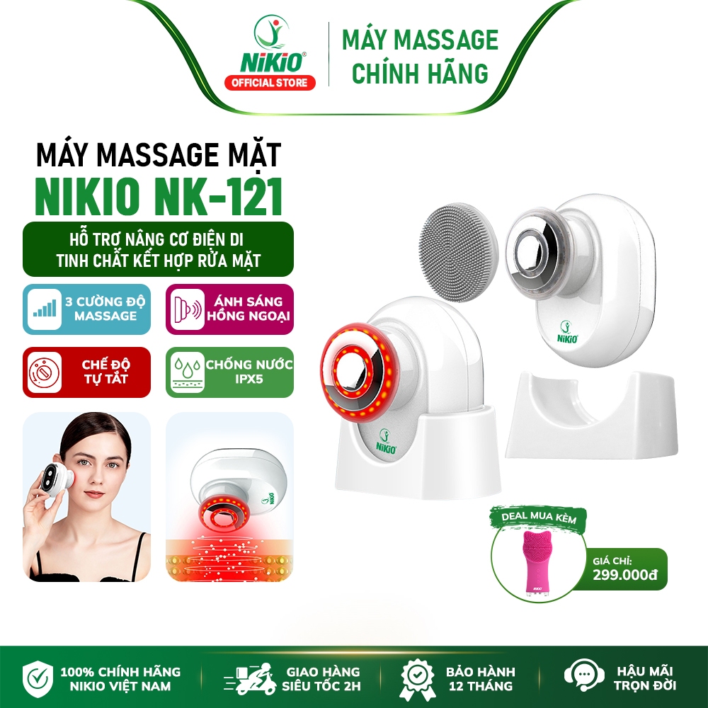 Máy rửa mặt 5 trong 1 Nikio NK-121 Kết hợp tẩy trang đẩy tinh chất, trẻ hóa da và massage nâng cơ
