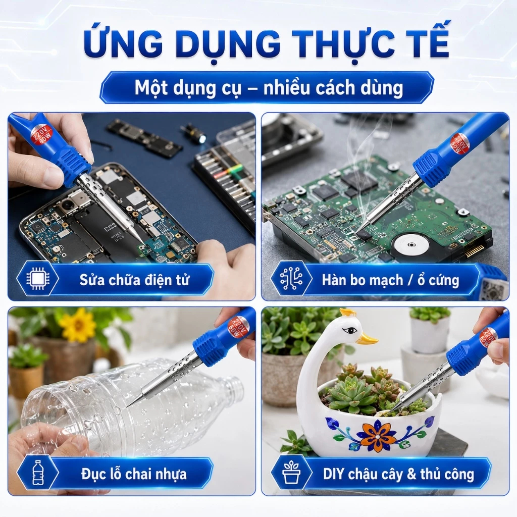 Điện Hàn Sắt Khắc Lưỡi Dao Hoa Đục Lỗ Nóng Cắt Hộ Gia Đình Đa Năng LàmNóng Dao Hàn Công Dụng Kép