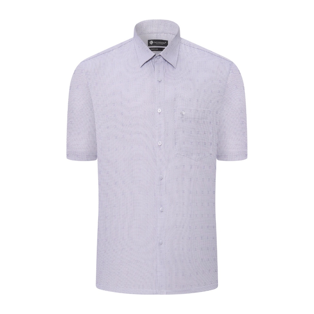 Áo sơ mi ngắn tay vạt ngang SAN SCIARO vải Cotton form REGULAR SS00000061