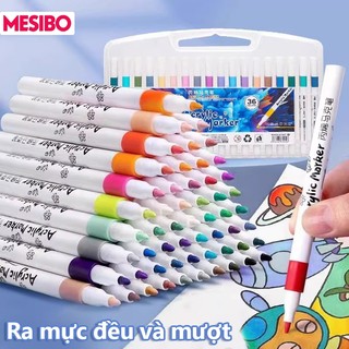 Acrylic Marker Set Dụng Cụ Học Tập Màu Cho Bé, Mực Không Thấm Qua Mặt Sau, Đầu Tròn Tô Đều, 12/24/36/48/60 Màu Tươi Sáng