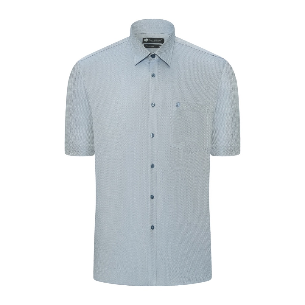 Áo sơ mi ngắn tay vạt tròn SAN SCIARO vải Cotton form REGULAR SS00000062