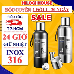 Bình giữ nhiệt 2000ml inox 316 cao cấp, bình nước inox giữ nhiệt 24g có khay lọc trà inox