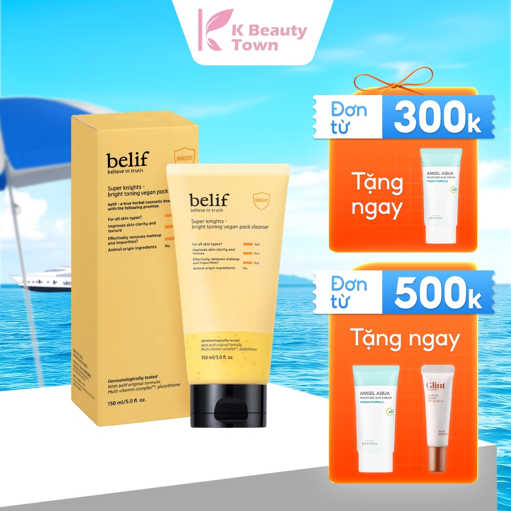 Sữa rửa mặt thuần chay làm sáng da Belif Super Knights - Bright Toning Vegan Pack Cleanser 150ml