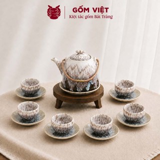 Bộ ấm chén men hỏa biến tia tím cao cấp, tổng hợp nhiều kiểu dáng - Gốm sứ Bát Tràng - Gốm Việt