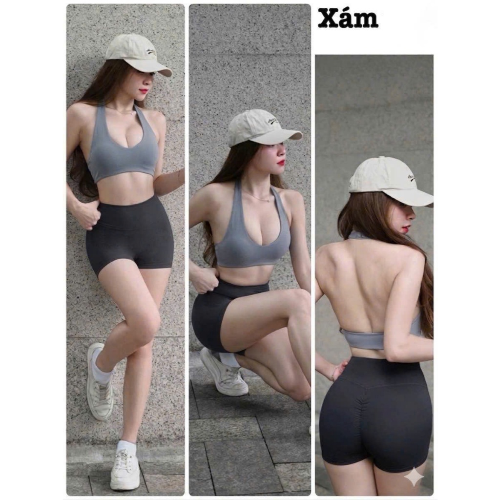 Set Ngắn Yếm Sport Nữ Mix Màu Tập Gym, Yoga, Aerobic, Pilates