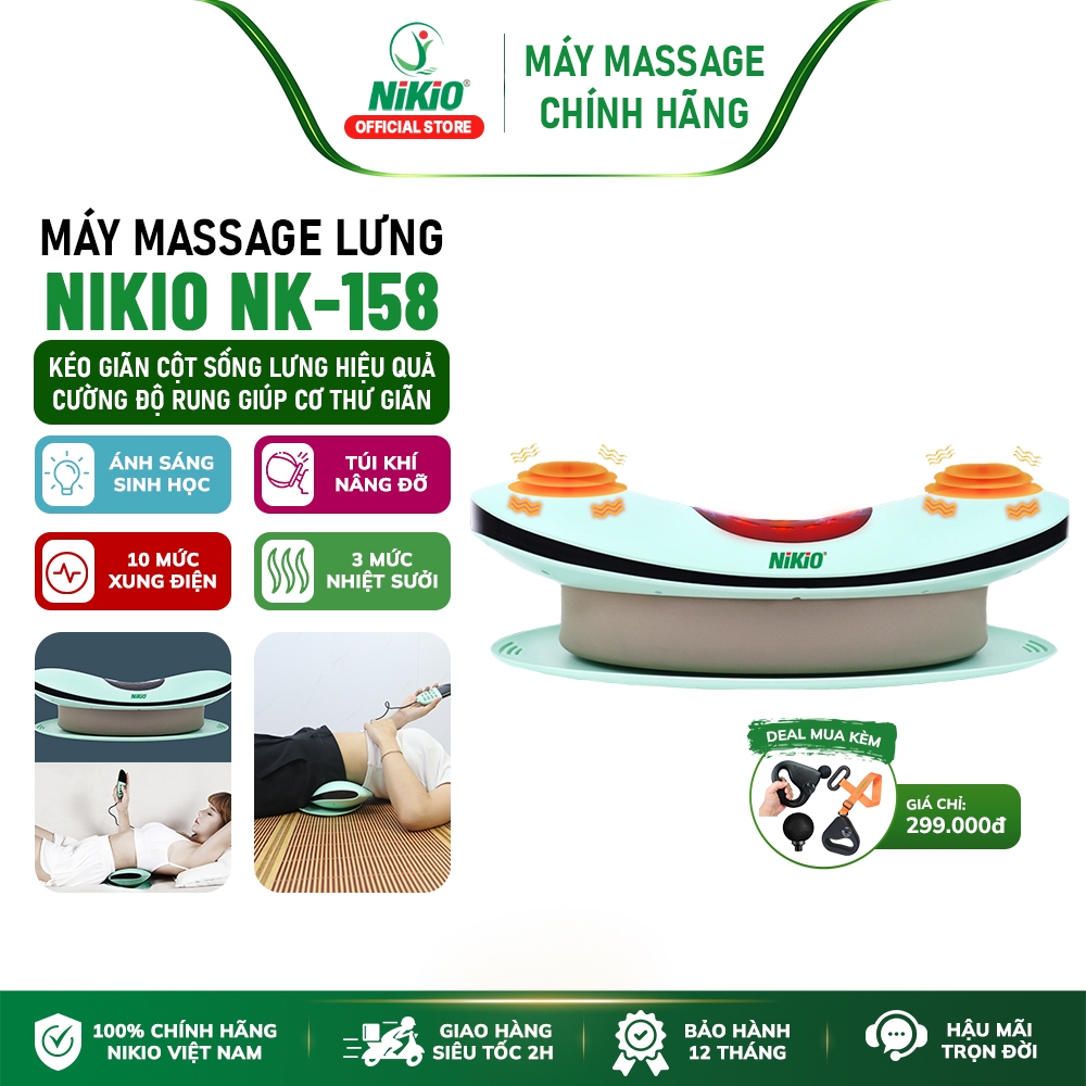 Máy massage thắt lưng cột sống Nikio NK-158 - Công nghệ 5in1, Pin sạc