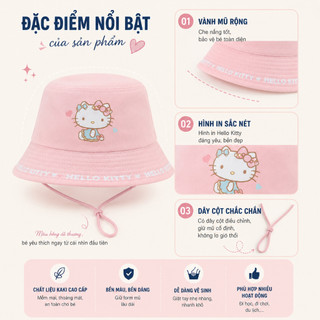 Mũ Bucket Trẻ Em Có Dây 3-10 Tuổi, Mũ Tai Bèo Bé Trai Bé Gái Thêu Hoạt Hình Dễ Thương Vành Rộng