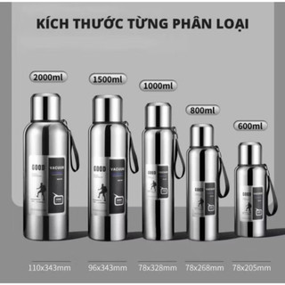 Bình giữ nhiệt 2000ml thép không gỉ 316, bình nước inox giữ nhiệt dung tích 2L lớn có giỏ lọc trà
