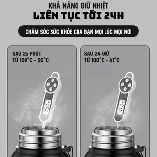 Bình giữ nhiệt 2000ml inox 316 cao cấp, bình nước inox giữ nhiệt 24g có khay lọc trà inox