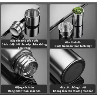 Bình giữ nhiệt 2000ml inox 316 cao cấp, bình nước inox giữ nhiệt 24g có khay lọc trà inox