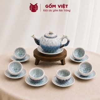 Bộ ấm chén men hỏa biến tuyết san cao cấp, tổng hợp nhiều kiểu dáng - Gốm sứ Bát Tràng - Gốm Việt