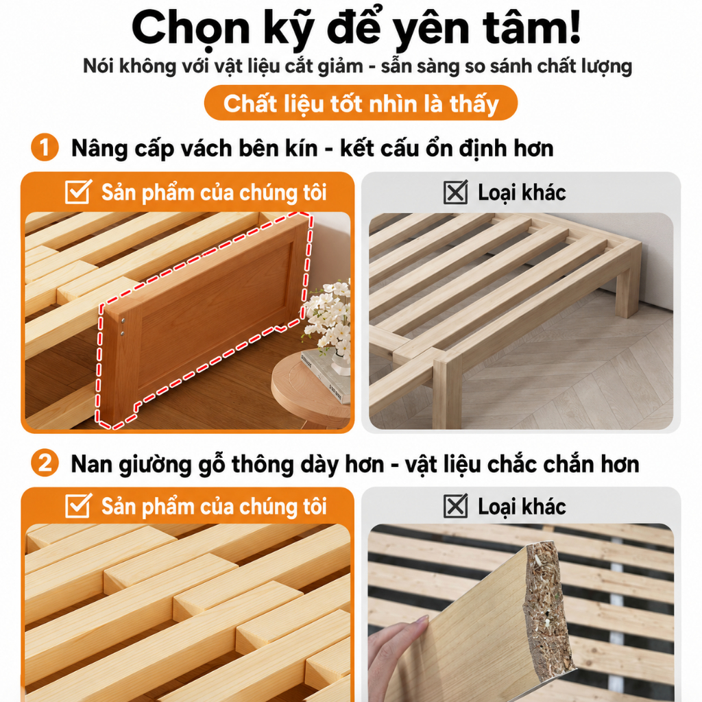 Giường gỗ kéo giãn đa năng CONOCO dễ thu gọn chắc chắn dùng cho phòng ngủ nhỏ màu tự nhiên