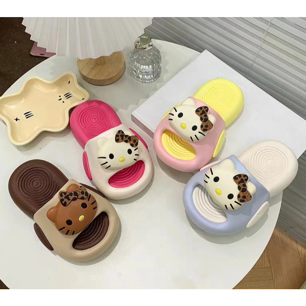 Dép bánh mì thời trang hoạt hình mèo cho bé Gái EVA Siêu Nhẹ Chống Trượt Đế Mềm Êm Chân Đi Học Đi Chơi