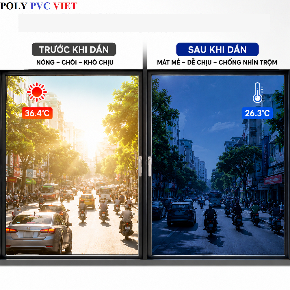 Decal Tự Dán Phản Quang Cách Nhiệt Xanh Biển Khổ 1m - Chống Nắng, Chống UV 92%, Cản Nhiệt 84%, Dán Kính Nhà Ở Văn Phòng
