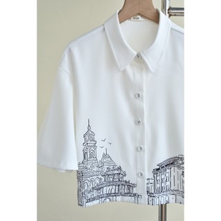 Áo Kiểu Nữ Croptop Dáng Suông Tay Ngắn Phối Quần Short Phủ Váy Dáng A LAMER O65D26H018 O64S26H003