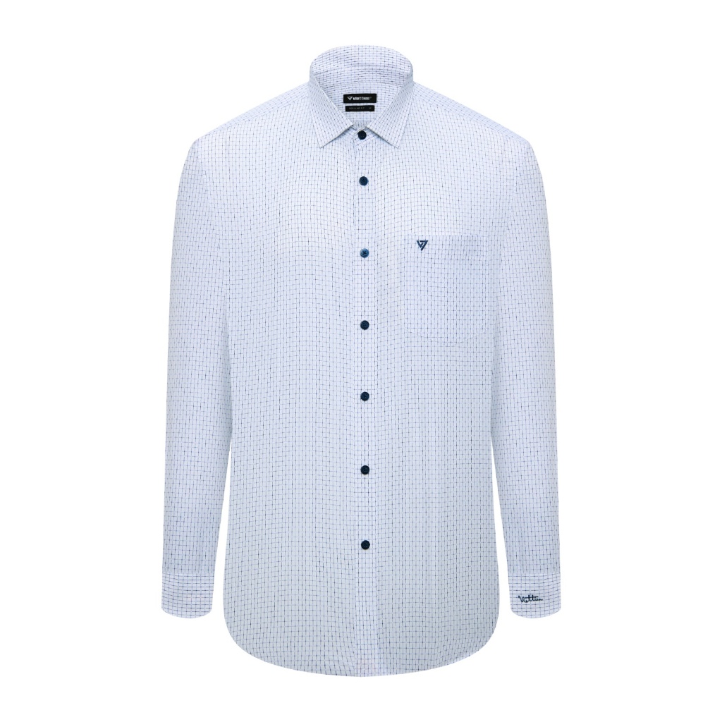 Áo sơ mi dài tay vạt tròn VIETTIEN vải Sen form REGULAR FIT VT00000645