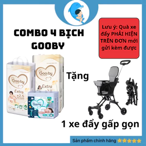 Combo 4 bịch Tã/bỉm quần Gooby mềm mại, siêu thấm hút size NB/S/M cho bé từ 4kg - 14kg MECAHEO