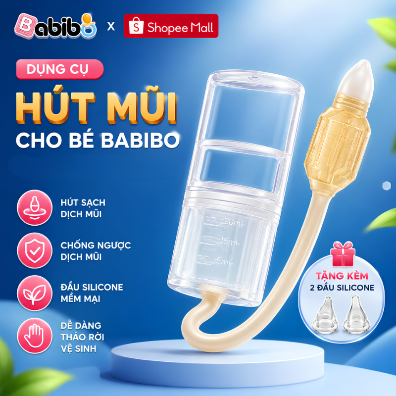 Dụng Cụ Hút Mũi Cho Bé BABIBO, Ống Hút Mũi Dây Silicone Siêu Mềm An Toàn Chống Trào Ngược Cho Trẻ