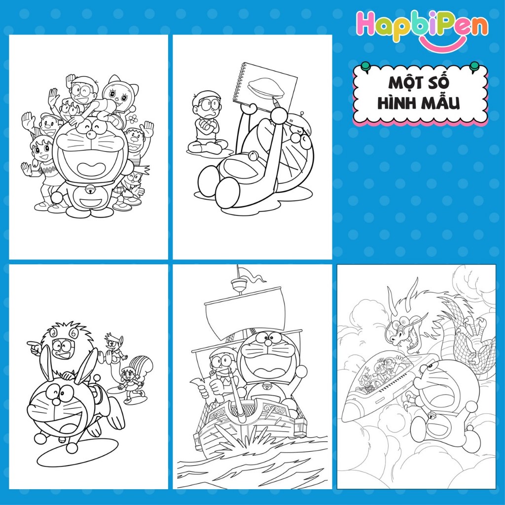 Tranh tô màu Doraemon cho bé với 50 trang rời A4 A5 giúp trẻ tập vẽ sáng tạo TTM13
