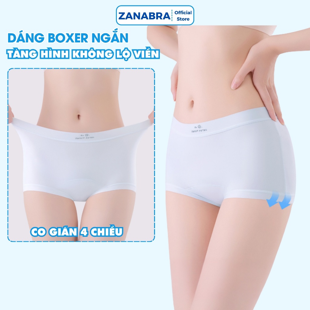 Hộp 5 Quần Lót, Quần Boxer Nữ Su Lạnh Cao Cấp Kháng Khuẩn Không Hằn Viền Ôm Trọn V3 Mềm Mịn ZANABRA L5422