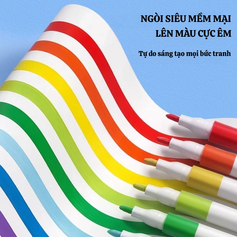 Hộp 24/36/48/60 Bút Màu Acrylic Marker Mực Lỏng Cao Cấp Ngòi Nylon Vẽ Đá Kính Gỗ Vải Không Thấm Giấy