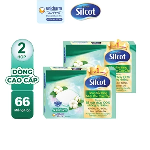 Bộ 2 gói Bông trang điểm (bông tẩy trang) cao cấp Silcot 66 miếng/hộp