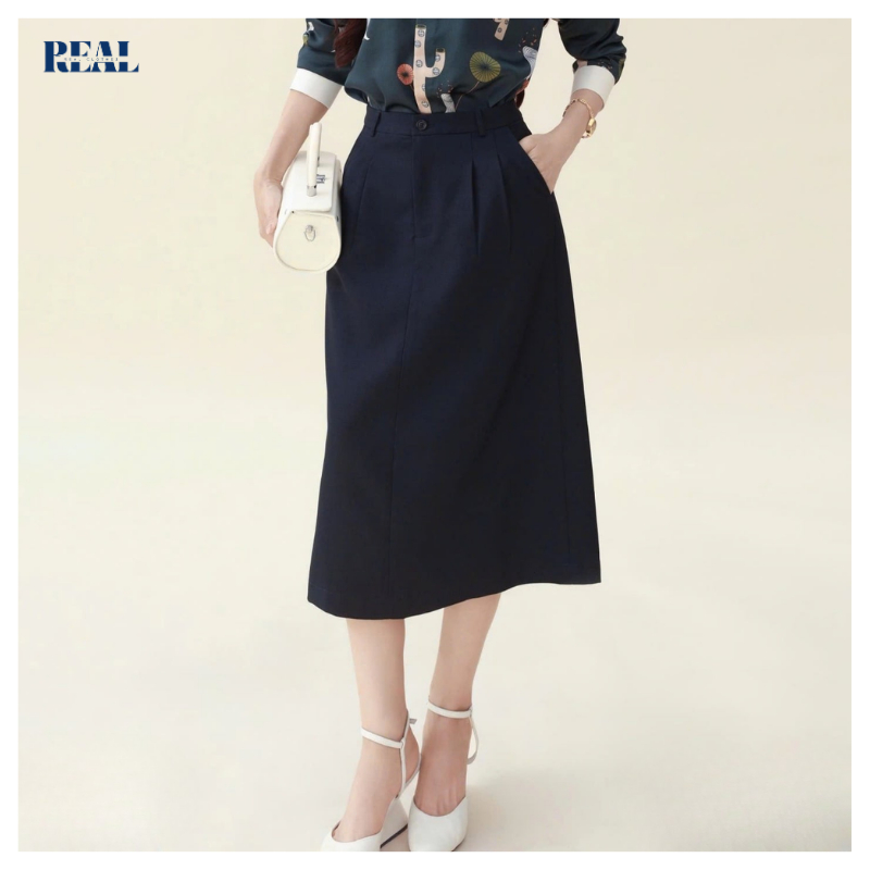 Chân váy 2 xếp dáng chữ A cơ bản REAL CLOTHES (tổng hợp màu), dài 70cm, che bụng, dễ phối đồ