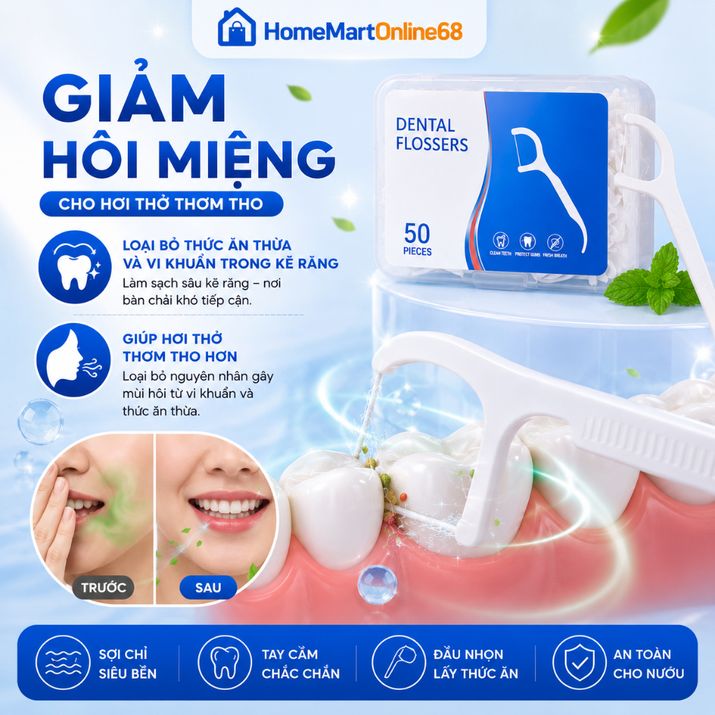 Combo 12 Hộp 600 Chiếc Tăm Chỉ Nha Khoa 2 Đầu Sợi Chỉ Mảnh, Tăm Chỉ Nha Khoa Vệ Sinh Kẽ Răng Chân Nướu