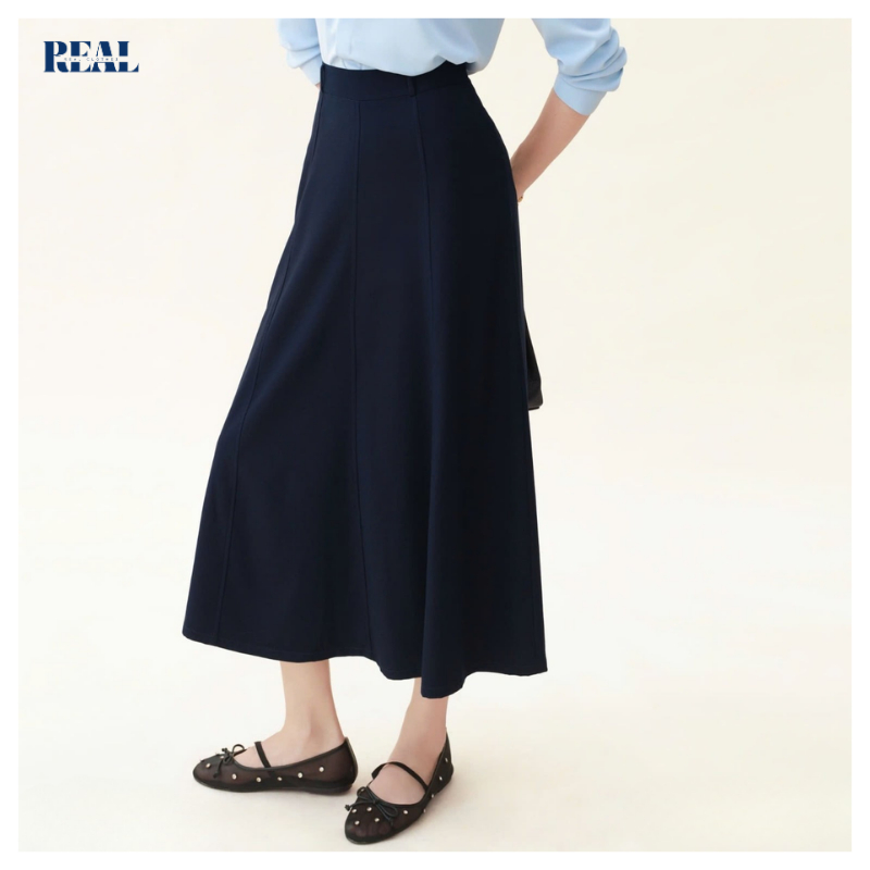 Chân váy dài Rachel dáng xòe nhẹ REAL CLOTHES (tổng hợp màu), vải kaki lụa ít nhăn, đứng dáng