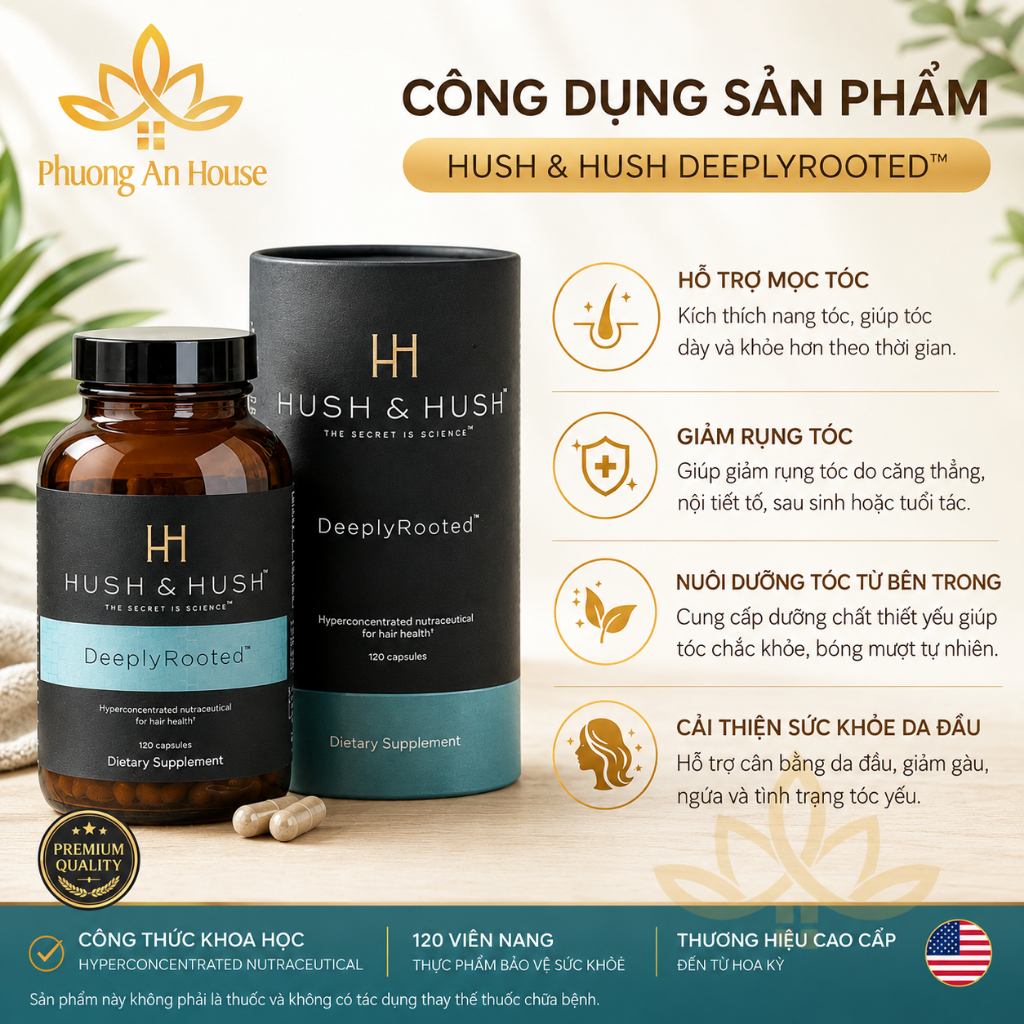 Viên uống mọc tóc Hush & Hush Deeply Rooted 120 viên
