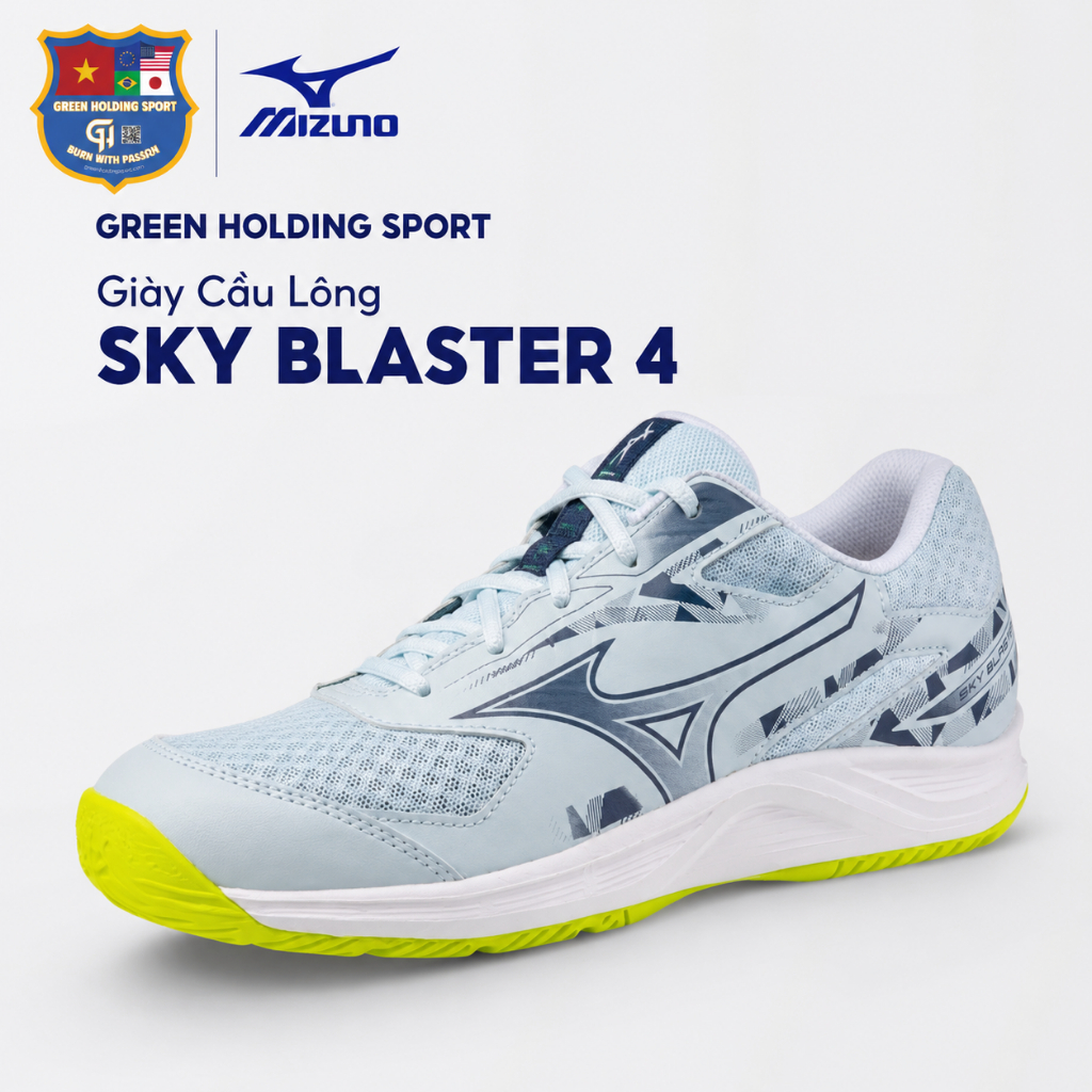 Giày Cầu Lông Mizuno Sky Blaster 4 Chính Hãng, Nhẹ Êm, Thoáng Khí, Bám Sân Tốt