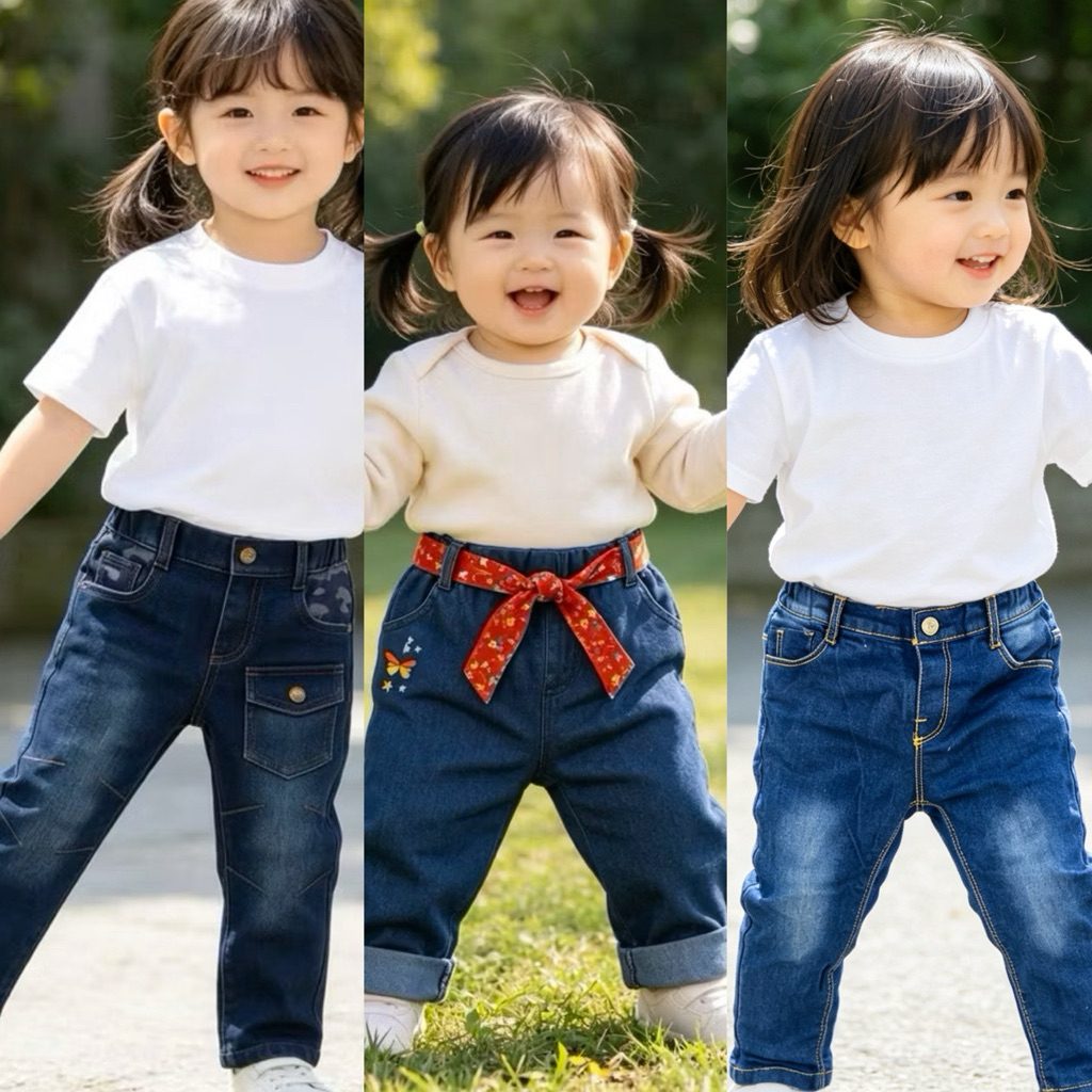 Quần Jean Bé Gái 6M-4T (5-17kg) Co Giãn Mềm Đẹp Dễ Thương Cho Bé E0317 L008 L097