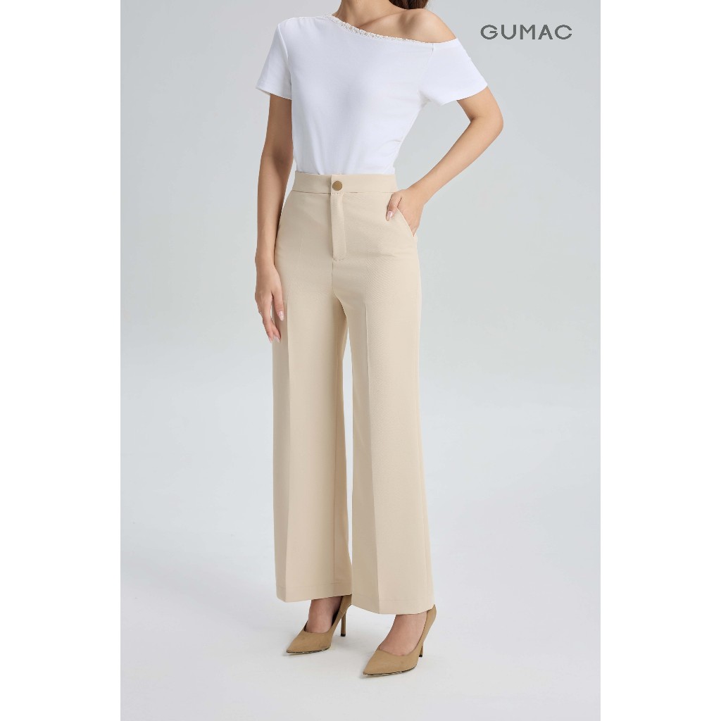 Quần Tây Nữ GUMAC Form Ống Rộng Chất Cotton Silk Mềm Mịn Cao Cấp QG06022