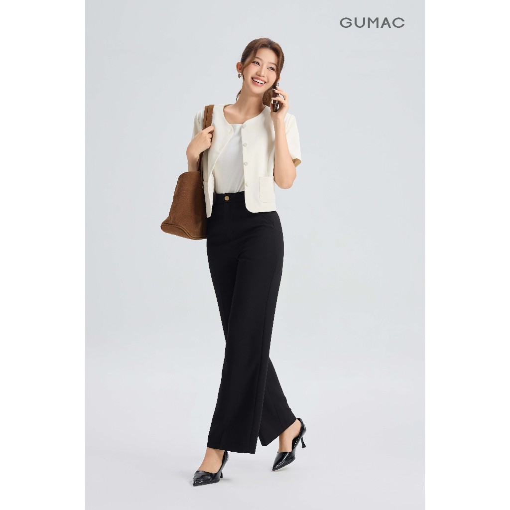 Quần Tây Nữ GUMAC Form Ống Rộng Chất Cotton Silk Mềm Mịn Cao Cấp QG06022