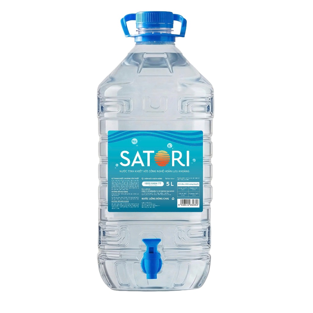 Nước Tinh Khiết Satori 5L (Có Vòi) - Công Nghệ Hoàn Lưu Khoáng Nhật Bản, Đậm Vị Thiên Nhiên