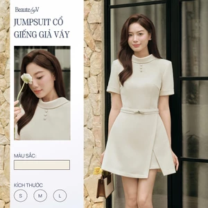 Set Bộ Liền Thân Jumpsuit Nữ Dáng Cổ Giếng Lynn BEAUTEBYV, Dáng Xoè Thanh Lịch (KÈM DÂY ĐAI)