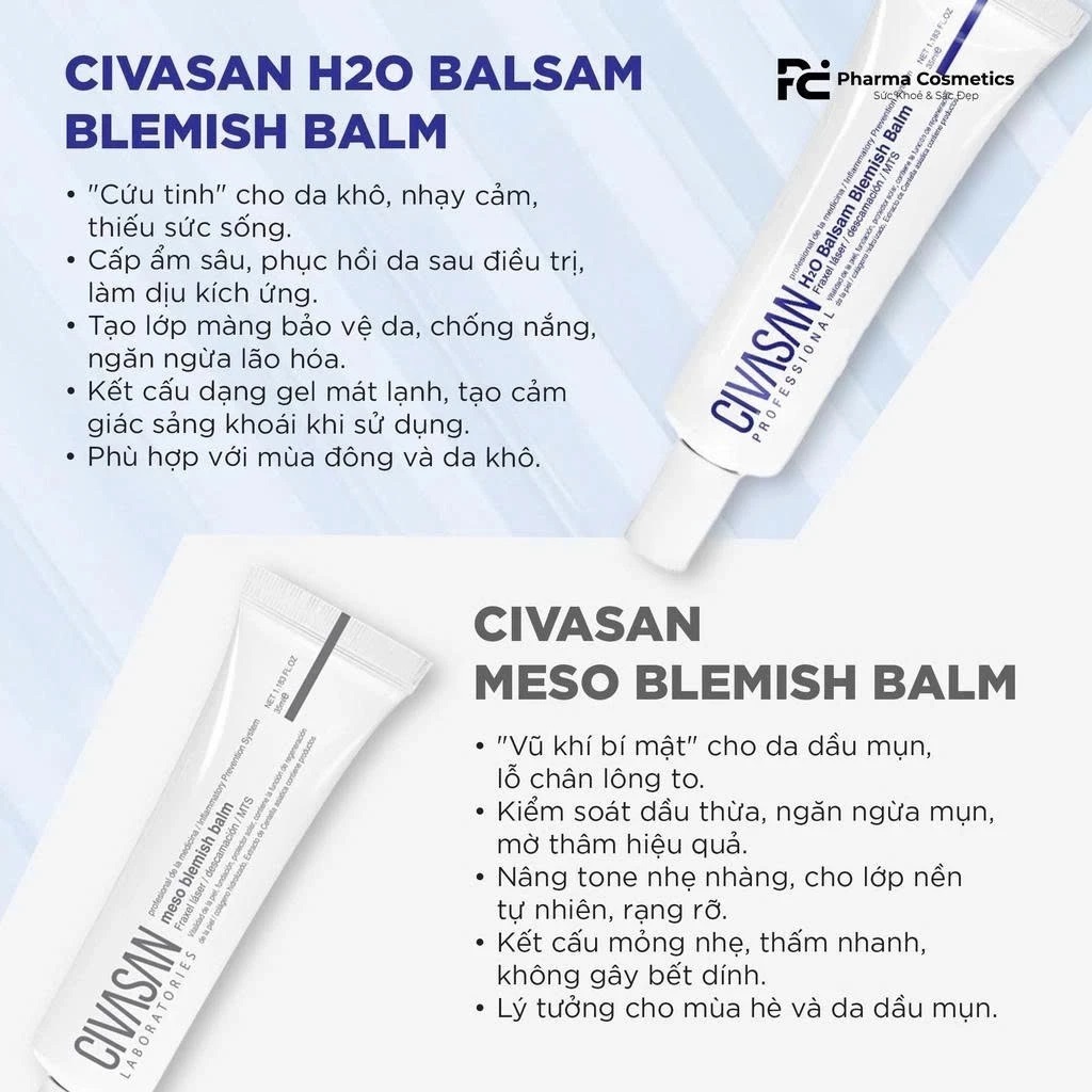 [CHÍNH HÃNG] Kem Nền Dưỡng Da Civasan H2O Balsam Blemish Balm Che Phủ Khuyết Điểm