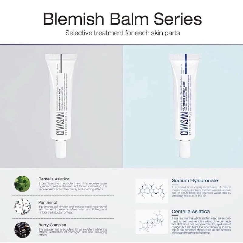 [CHÍNH HÃNG] Kem Nền Dưỡng Da Civasan H2O Balsam Blemish Balm Che Phủ Khuyết Điểm