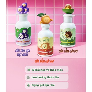 Combo 3 chai Sữa Tắm Gội Trẻ Em 2in1 Bơ - Việt Quất - Mơ