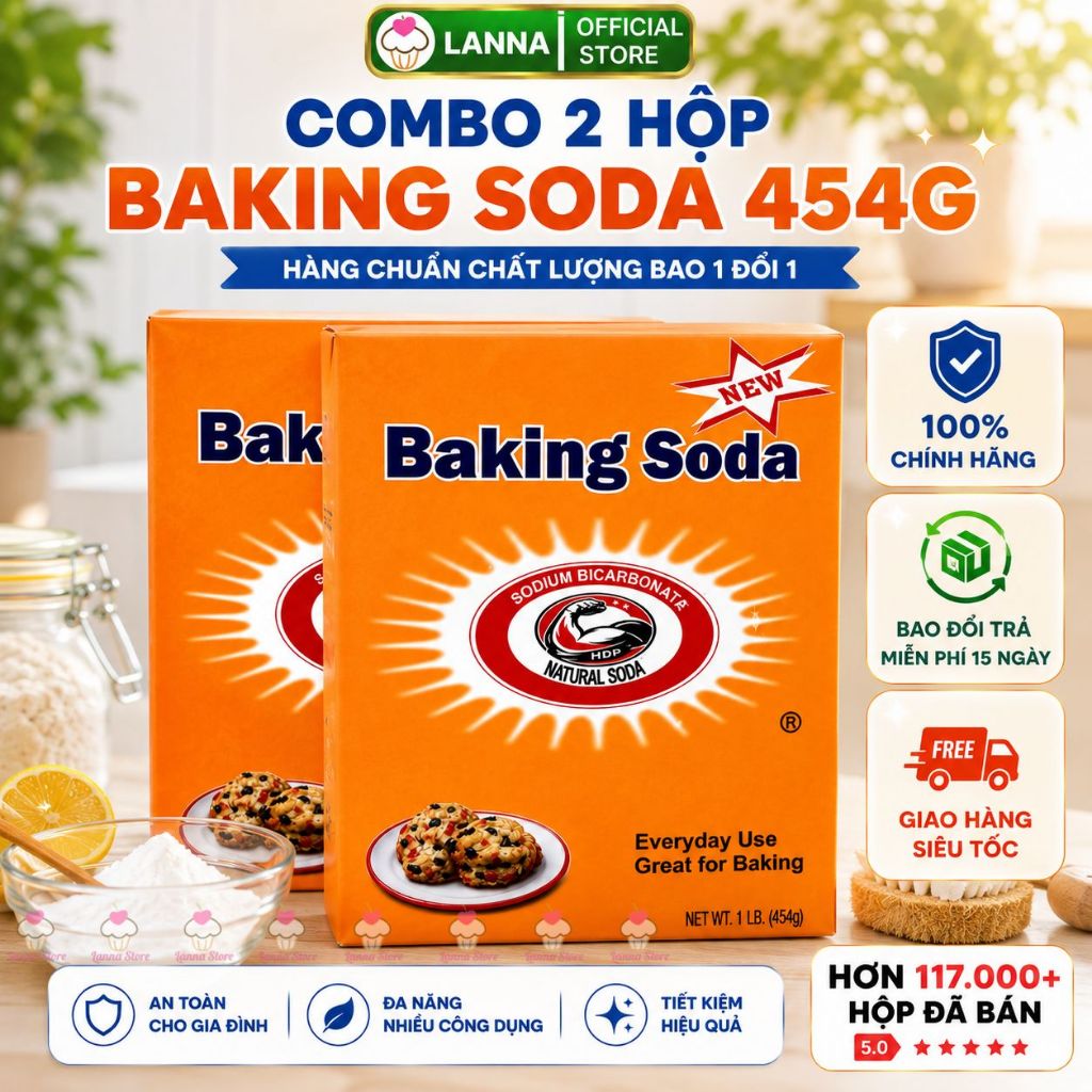 【COMBO 2 HỘP】Bột Baking Soda Natural USA Mỹ đa năng bột nở baking khử mùi tẩy rửa làm bánh – 454GR