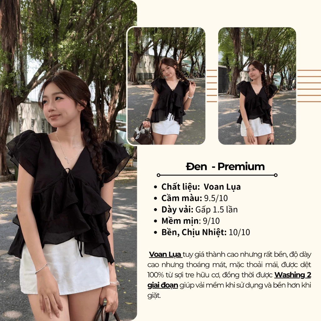 Áo Babydoll Kiểu Nữ Tay Phồng Nhiều Tầng Xoè Đuôi Cá Cổ V Đi Biển Mùa Hè Kimee | BigBuy360 - bigbuy360.vn