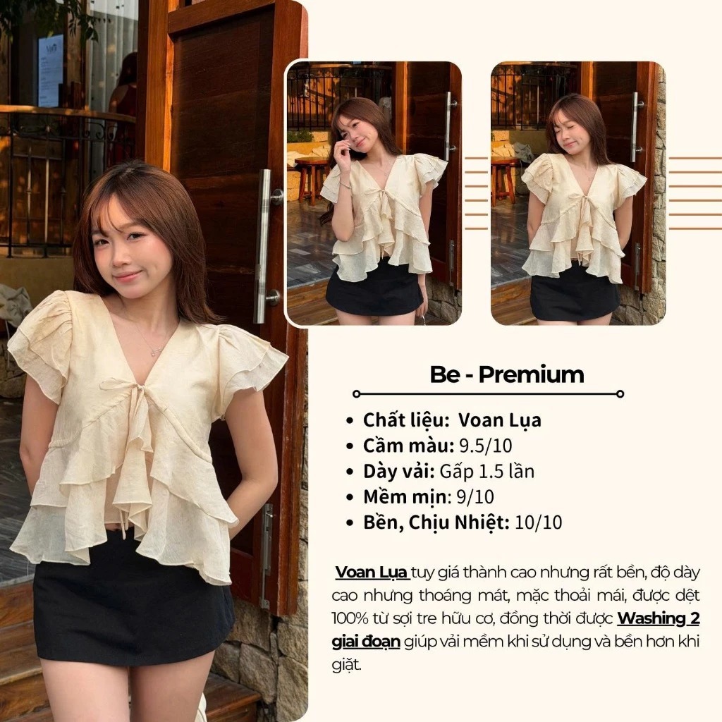 Áo Babydoll Kiểu Nữ Tay Phồng Nhiều Tầng Xoè Đuôi Cá Cổ V Đi Biển Mùa Hè Kimee | BigBuy360 - bigbuy360.vn