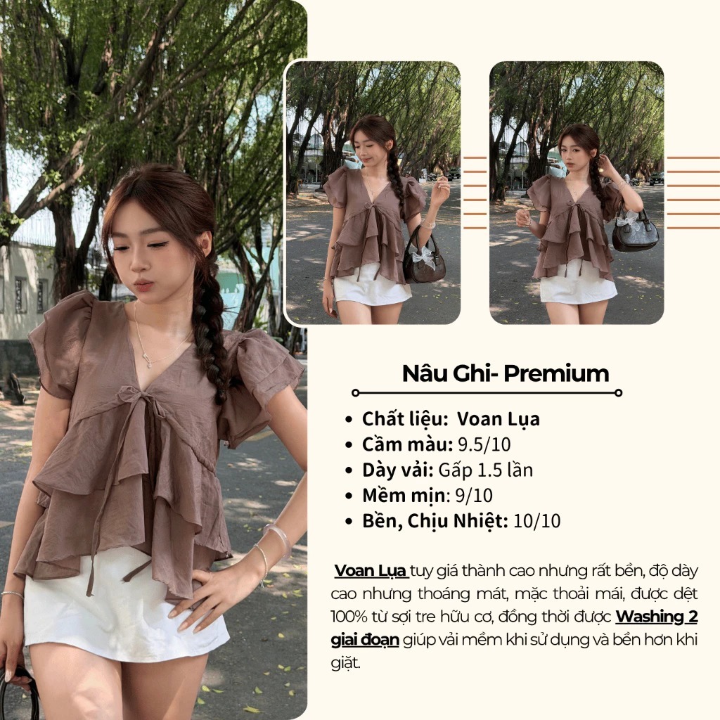 Áo Babydoll Kiểu Nữ Tay Phồng Nhiều Tầng Xoè Đuôi Cá Cổ V Đi Biển Mùa Hè Kimee | BigBuy360 - bigbuy360.vn