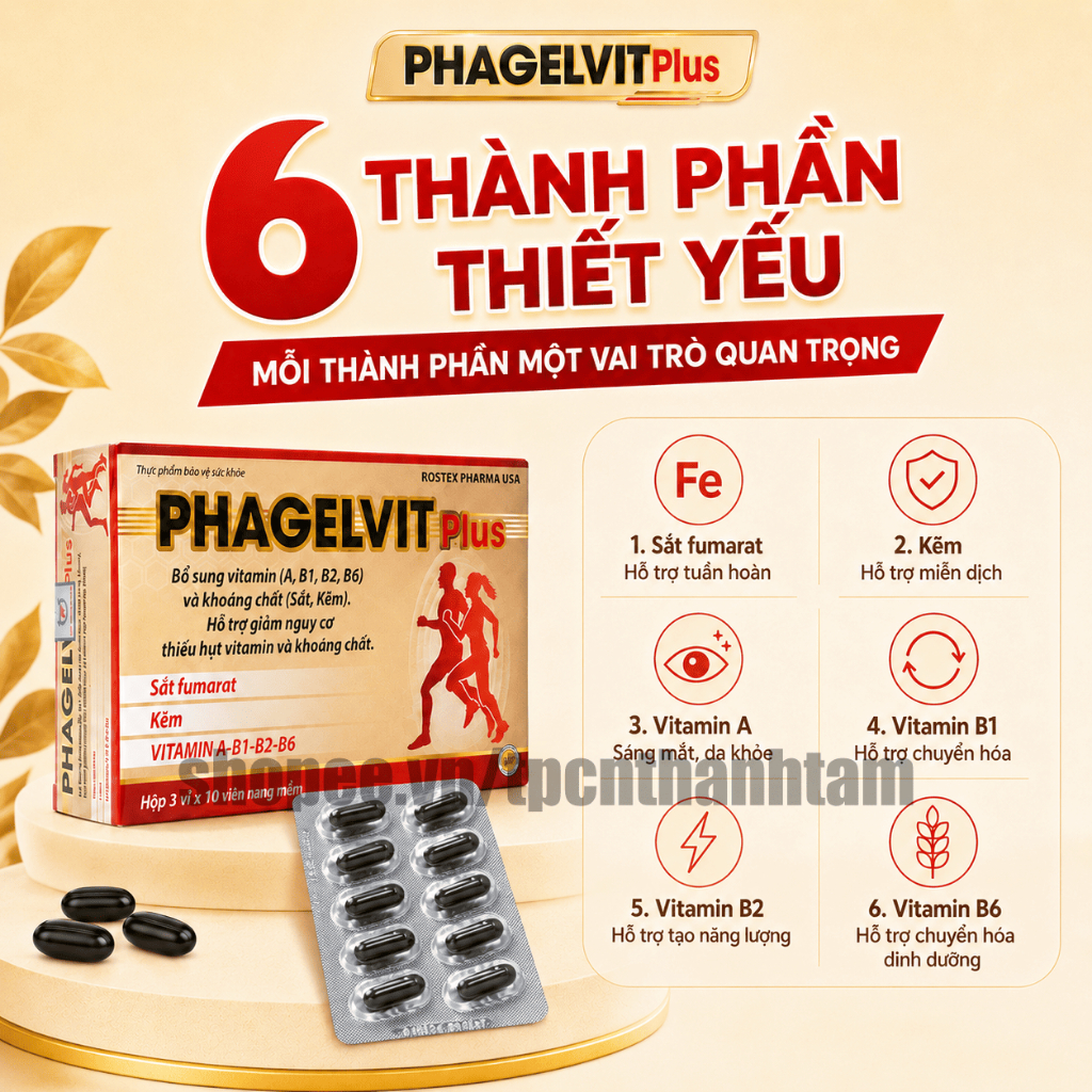 Vitamin tổng hợp PHAGELVIT PLUS bồi bổ cơ thể, tăng cường sức đề kháng - Hộp 30 viên