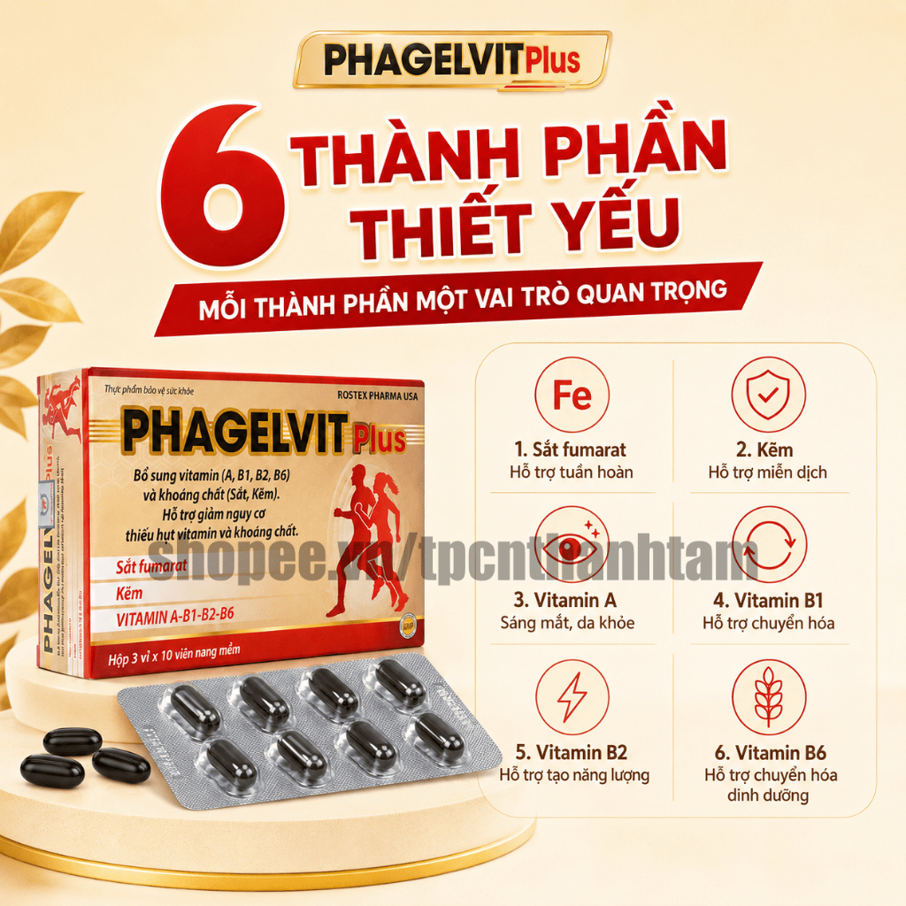 Vitamin tổng hợp PHAGELVIT PLUS bồi bổ cơ thể, tăng cường sức đề kháng - Hộp 30 viên