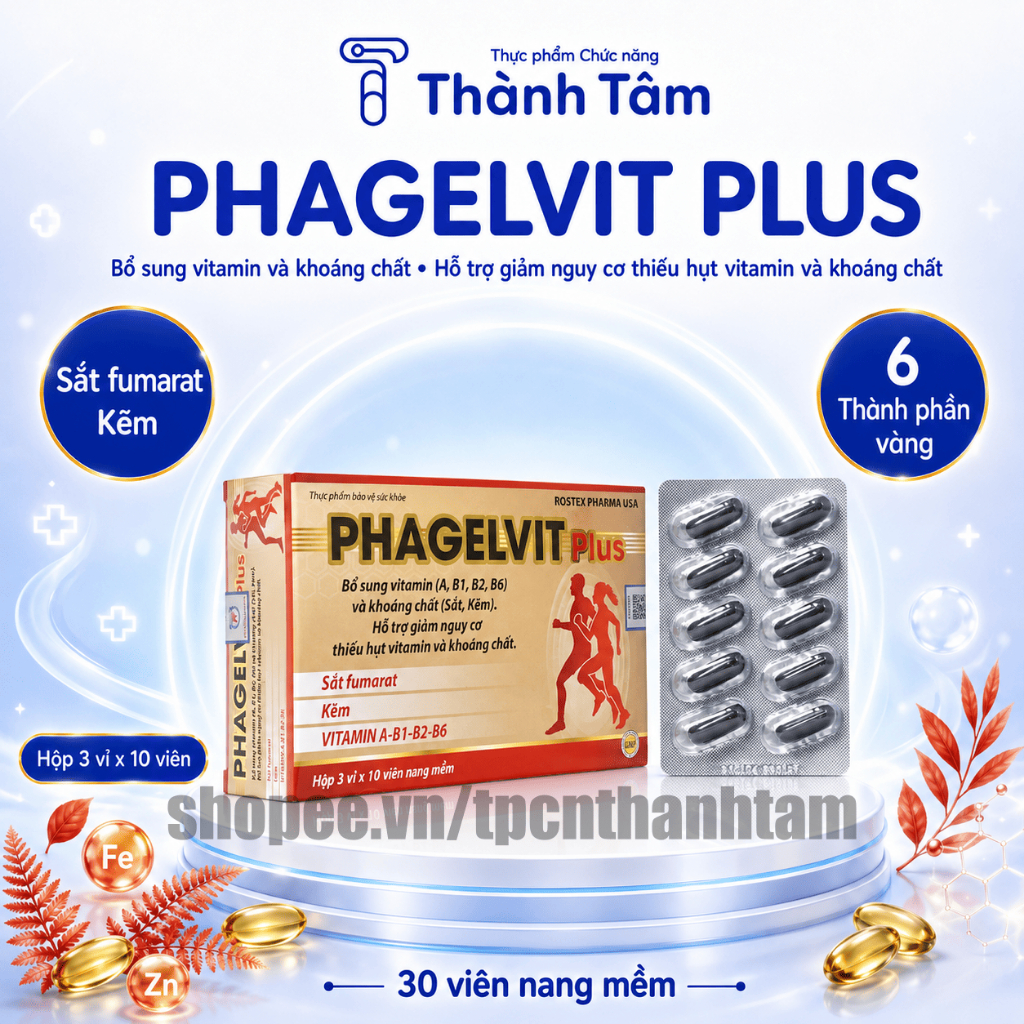 Vitamin tổng hợp PHAGELVIT PLUS bồi bổ cơ thể, tăng cường sức đề kháng - Hộp 30 viên