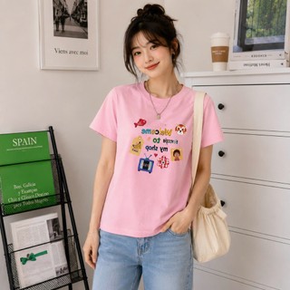 Áo thun baby tee nữ form vừa KONOVA chất liệu cotton 100% basic in chữ WELL COME